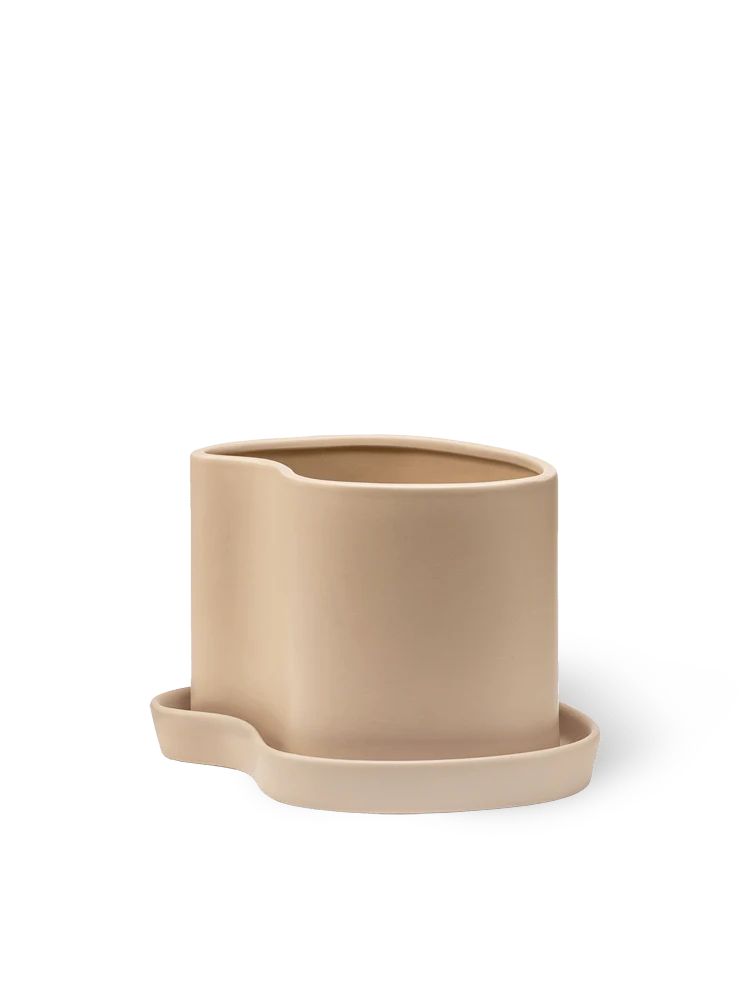 Maritimer Blumentopf aus sandfarbener Keramik