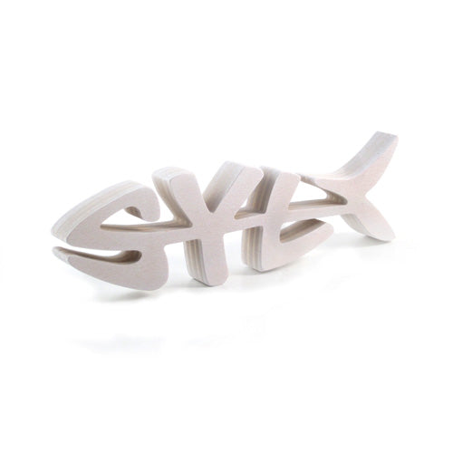 SYLTFISCH aus Holz, weiß gekalkt, versch. Größen