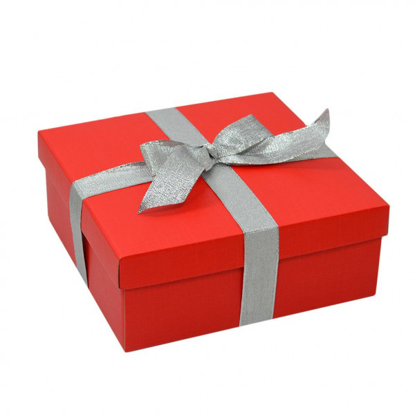 Geschenk-Karton mit Schleife, Größe S, rot