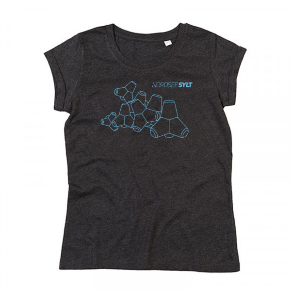 T-Shirt "Sylt Tetrapoden Kontur" für Damen, anthrazit