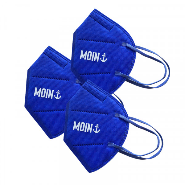 3er Set - FFP2 Atemschutzmaske "Moin" Blau